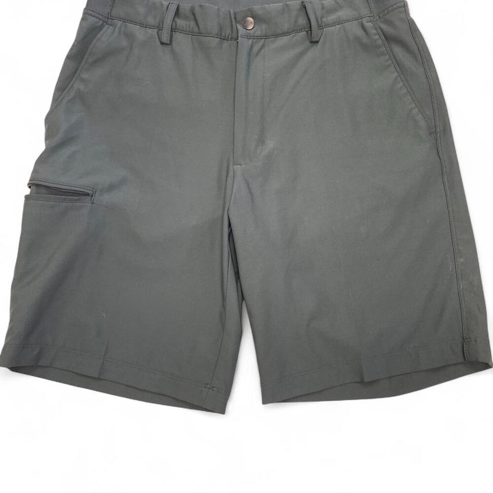 A.Gray polyester elastane shorts